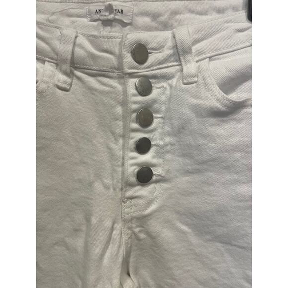 Anniewear Women’s Sz Sm Wide Leg High Rise Raw Hem White Jeans - Picture 8 of 10